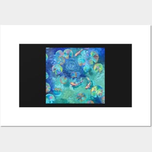 Pond of Fish and Lilly Pads Posters and Art